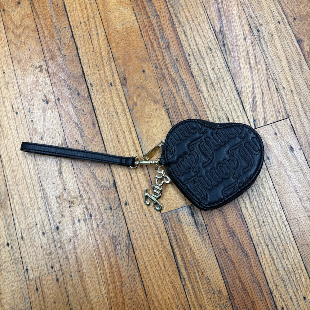 Black juicy couture heart shaped wristlet